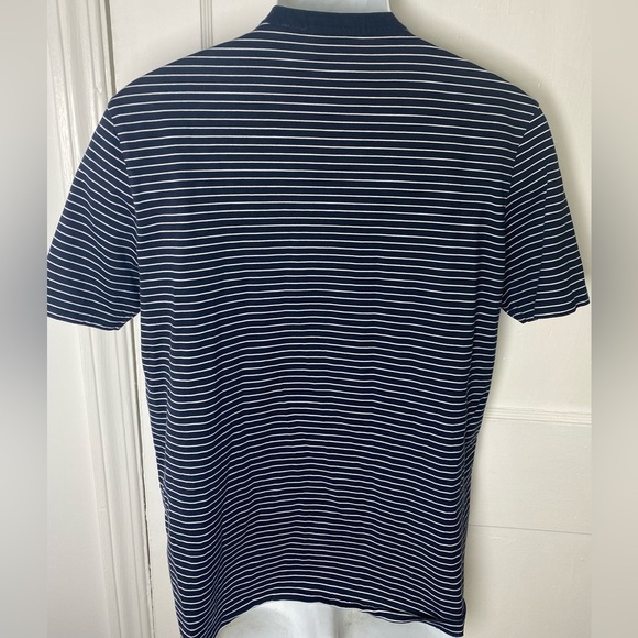 HUGO BOSS Men's Navy Striped Henley Shirt - Picture 3 of 4